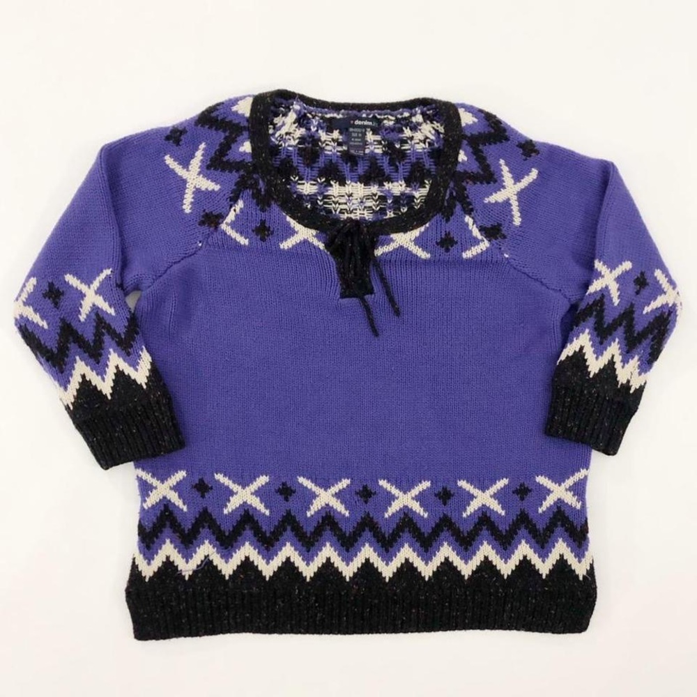 1X-XXL Vintage THICK WARM Purple Ski Sweater